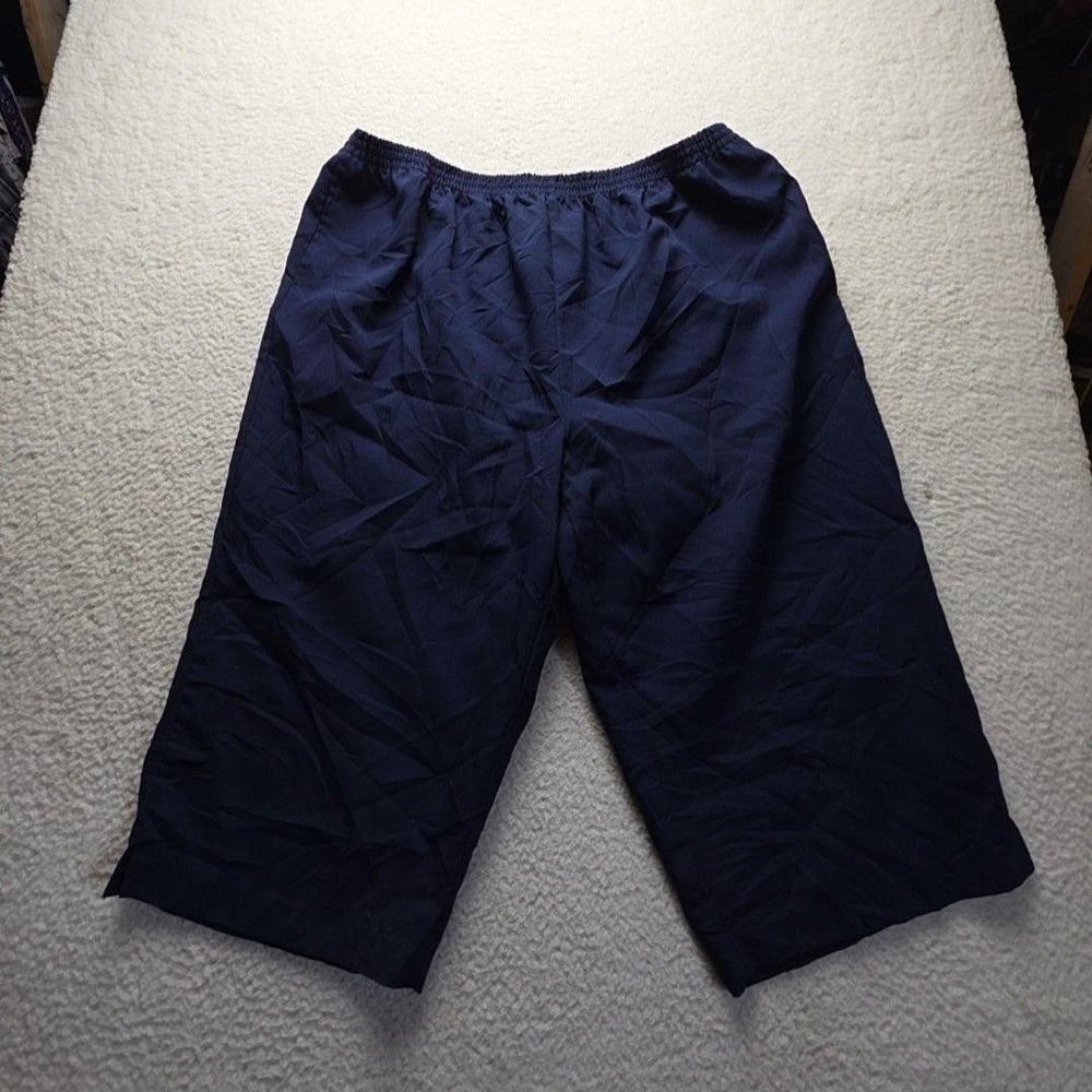 Sara Morgan Capri Pants Womens XL Blue Wide Leg Pull On Elastic Waist Casual